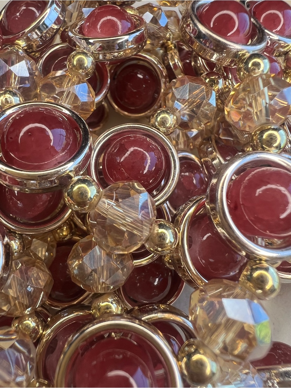Halo Deep Burgundy Glass Beaded Bracelet NWOT